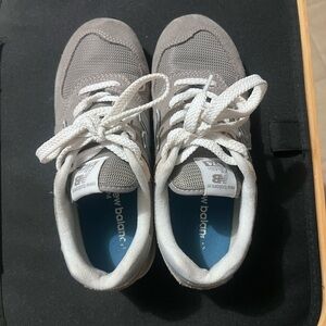 New Balance Kids Gray and White Lace-Up Sneakers